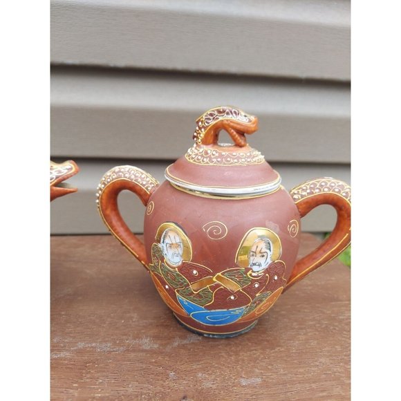 Large Vintage Kutani Satsuma Dragon Ware Sugar & Creamer - Picture 4 of 8